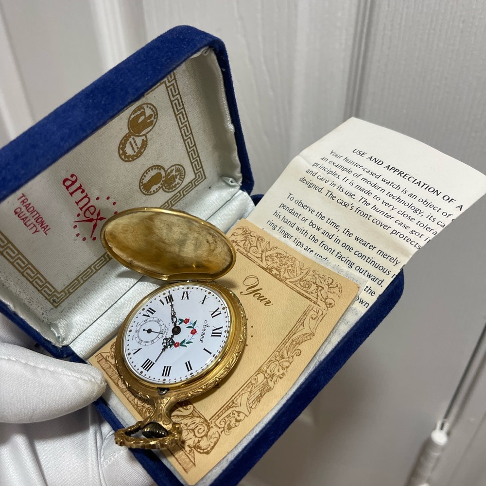 Pocket Watch Arnex Swiss Made. Incabloc 17 Hunter Deer. Mechanical Wind